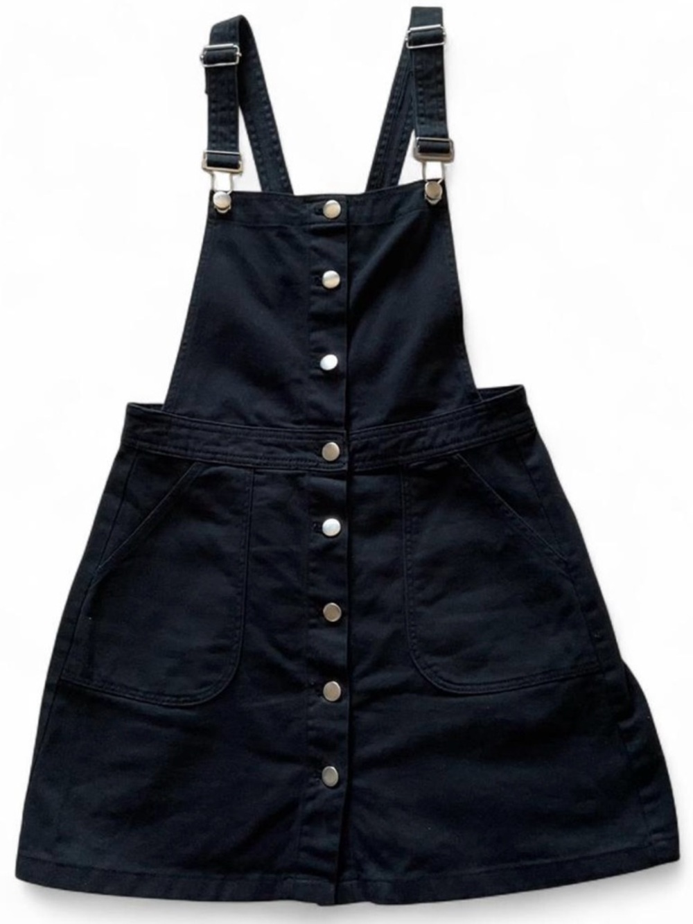 H&M Button Front Black Overalls Dress w. Pockets